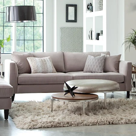 Modern Estate Sofa with Tufted Seat and Toss Pillows